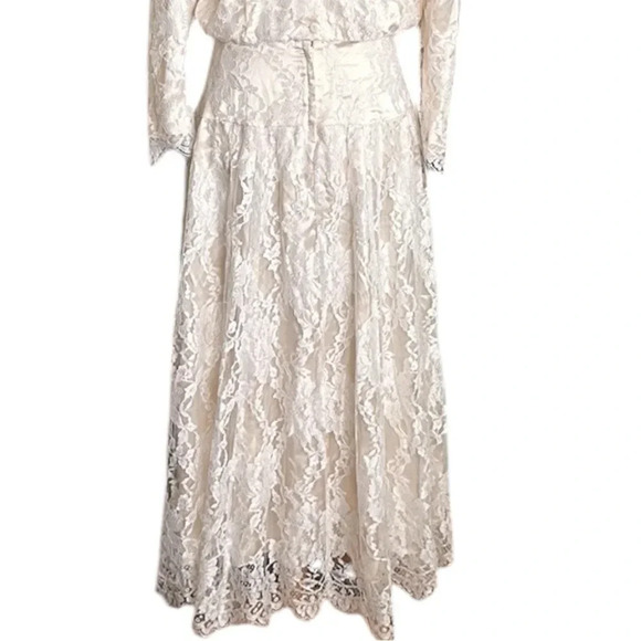 Vintage JESSICA McCLINTOCK Lace Dress Victorian Wedding Long Feminine Ivory - Picture 9 of 17